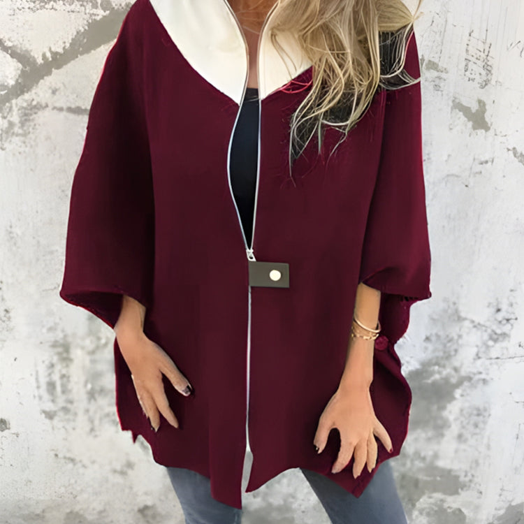 Women's Loose Stand Collar Zipper Fashion Jacket Coat