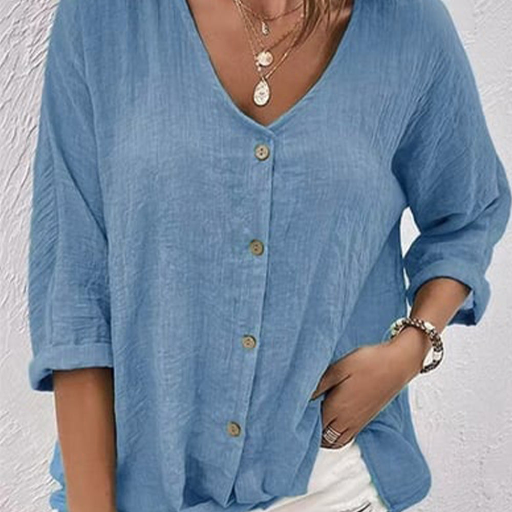 Women's Loose V-neck Pullover Shirt