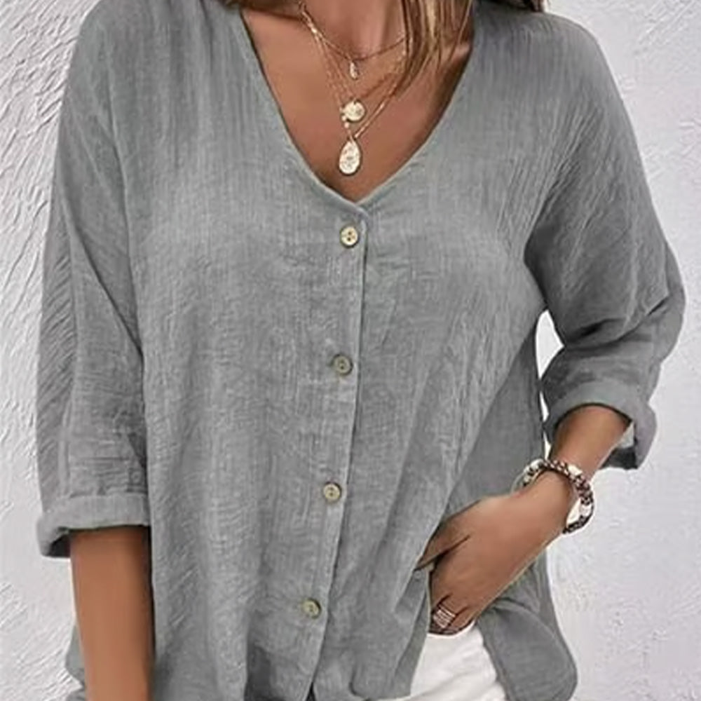 Women's Loose V-neck Pullover Shirt