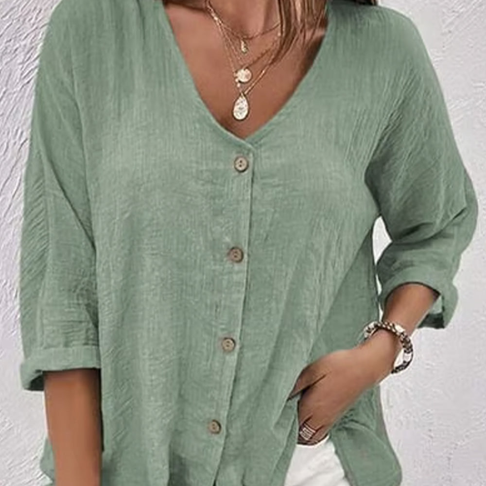 Women's Loose V-neck Pullover Shirt