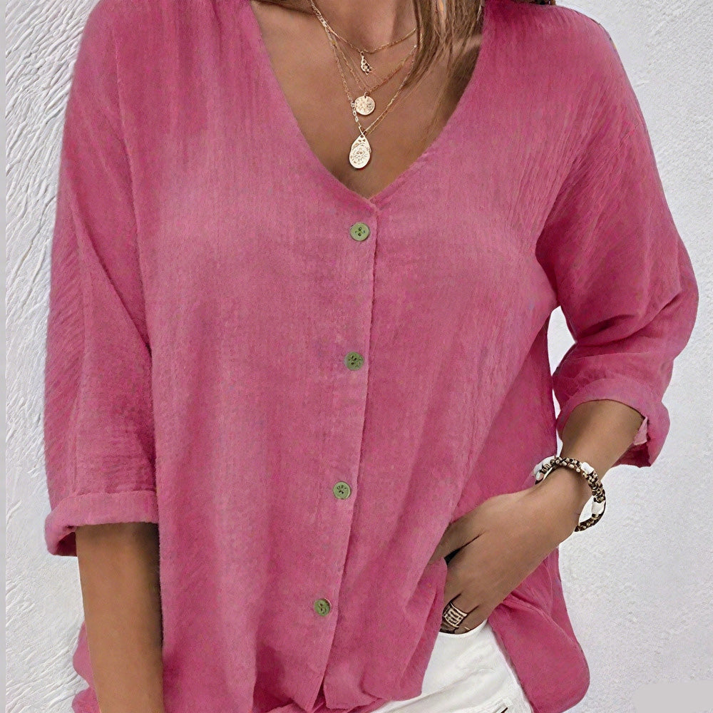 Women's Loose V-neck Pullover Shirt