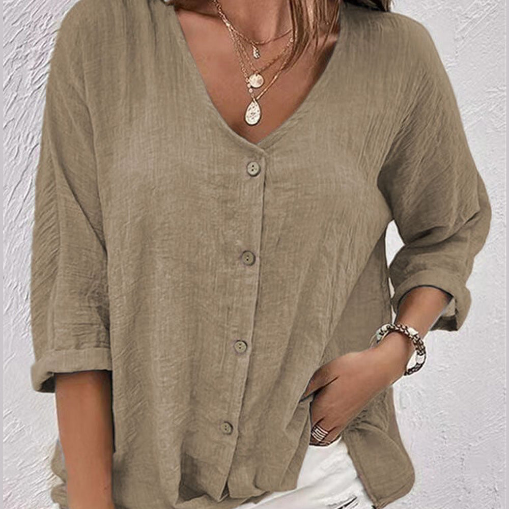 Women's Loose V-neck Pullover Shirt