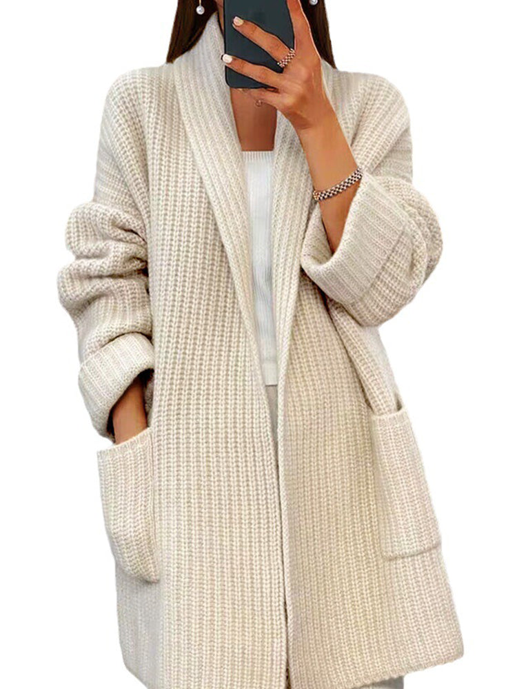 Women s V neck Knitted Long Cardigan Oversized Casual Loose Sweater wi Wearnow