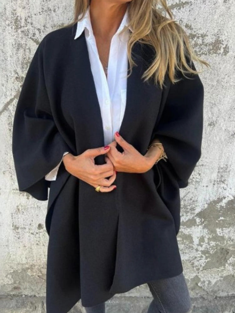 2025 NEW Women's Fall/Winter V-neck Elegant Cloak Shawl Loose Coat