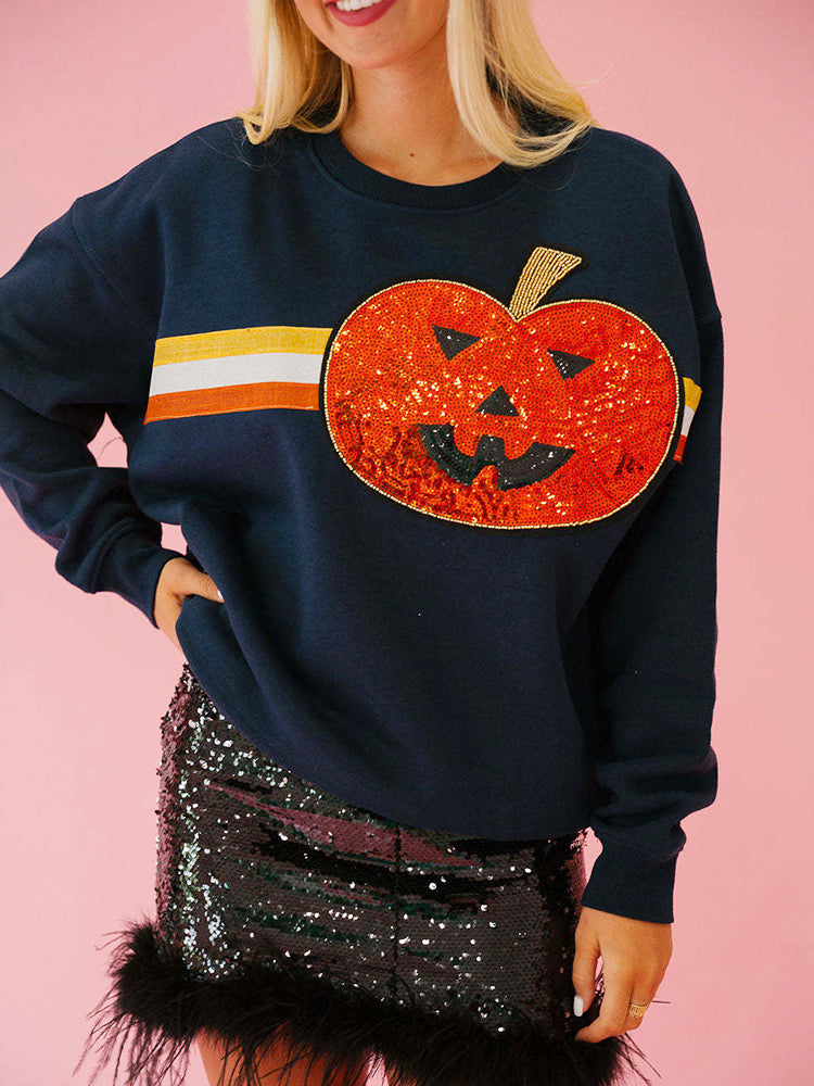 🎃Halloween Sequin Pullover Long Sleeve Sweatshirts Tops