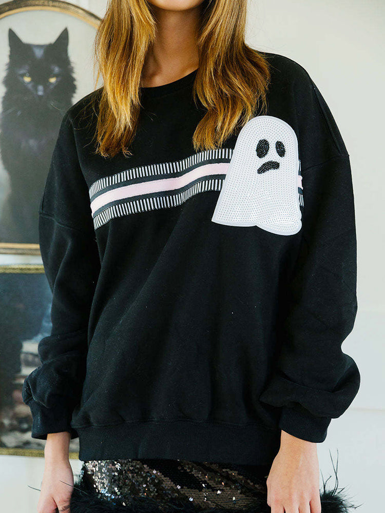 🎃Halloween Sequin Pullover Long Sleeve Sweatshirts Tops