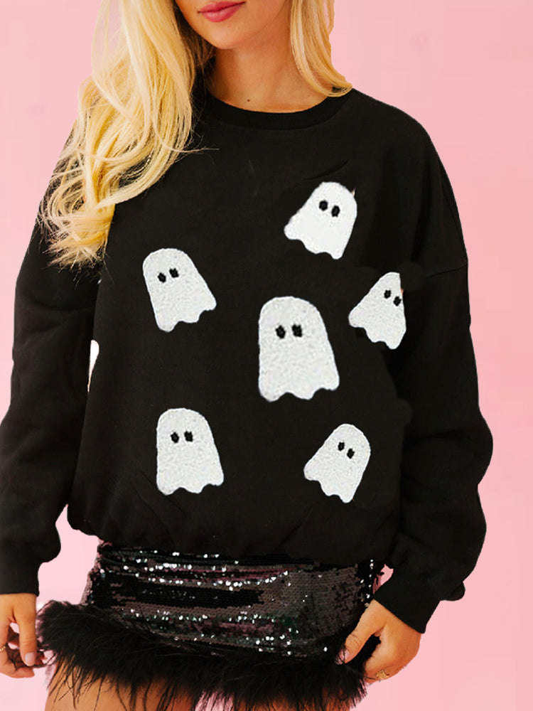 🎃Halloween Sequin Pullover Long Sleeve Sweatshirts Tops
