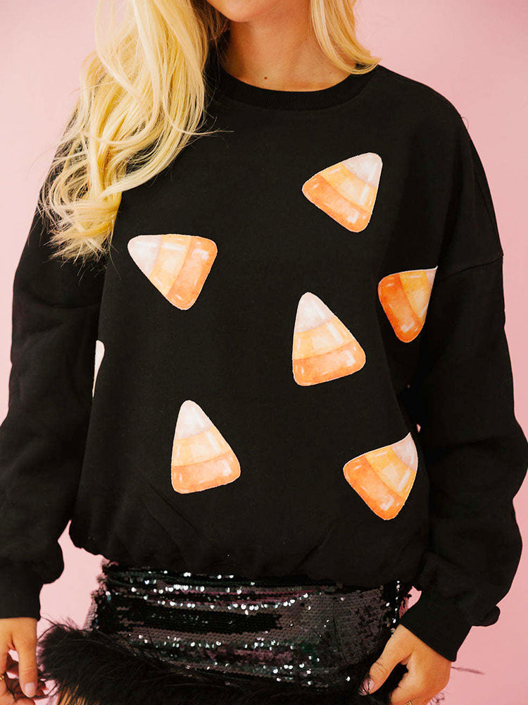 🎃Halloween Sequin Pullover Long Sleeve Sweatshirts Tops