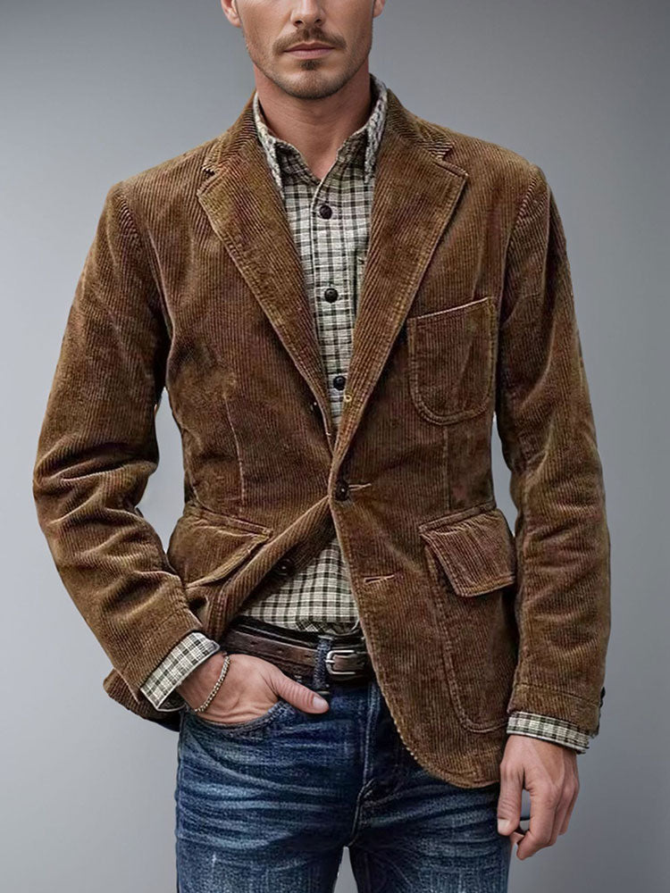 Men Winter Autumn Corduroy Casual Coat
