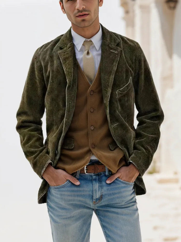 Men Winter Autumn Corduroy Casual Coat